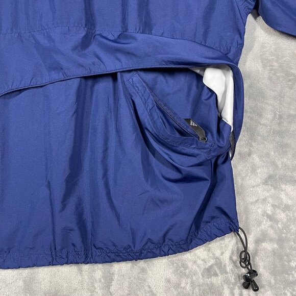 Vintage 90's ADIDAS 1/4 Button Navy Blue Pullover Windbreaker Jacket Mens Large - Picture 10 of 11